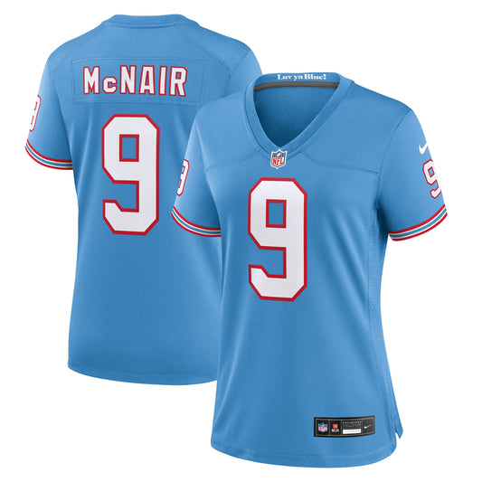 Tennessee Titans Steve McNair Light Blue Oilers Throwback Retired Player Game Jersey JS3100