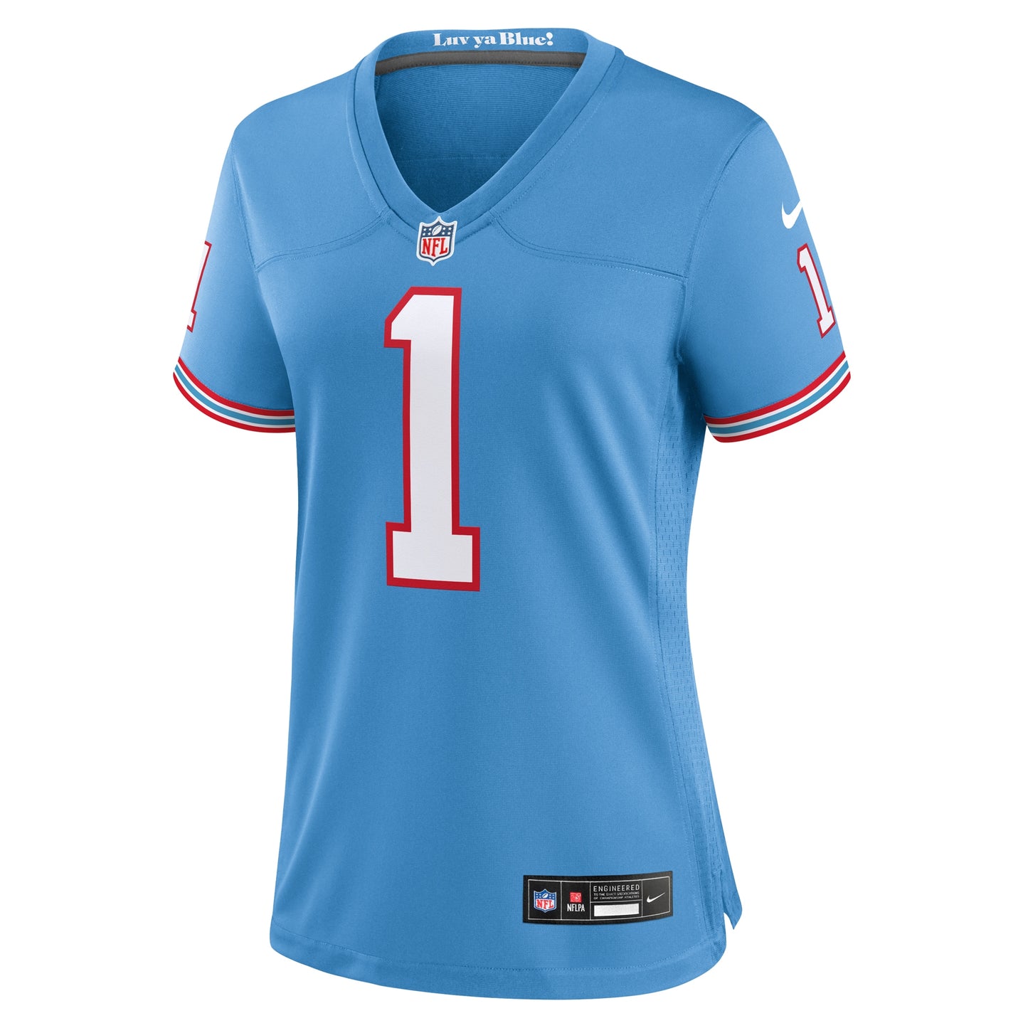 Tennessee Titans Warren Moon Light Blue Oilers Throwback Retired Player Game Jersey JS1874